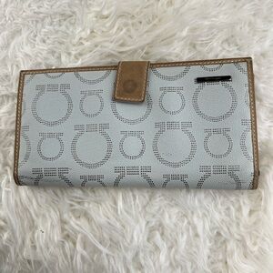 Salvatore Ferragamo Wallet with Tan Trim and Silver Logo Plaque